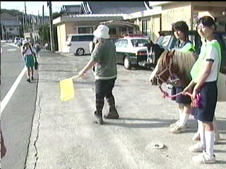 馬と一緒に交通安全